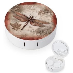 YHEGBFD Spectacle Case, Dragonfly Bee Contact Lens Case, draagbare Contact Lens Case, Contact Lens Box met Spiegel, Libel Bee, Eén maat, Klassiek