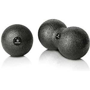 BODYMATE-set met fasciabal (diameter 8 cm) en fasciaduobal (8 x 16 cm) zwart, zelfmassagebal voor fasciatraining