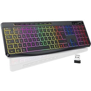 TECURS Draadloos Toetsenbord - Zwart - Ergonomisch - Waterdicht