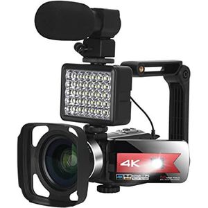 Videocamera, Vlogging 4K Video Camera For Vlog Recording 5 6MP 3.0 Inch 16X Digital Zoom Ir Night Vision WiFi Digital Camera Camcorder With Microphone(64G SD card,Pink)