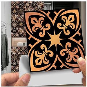 Tegelstickers Tegelstickers Oranje Zwart Plak op Tegels PVC Tegel Stickers voor Keuken Hittebestendige Tegel Stickers voor Badkamer Waterdichte Zelfklevende Muurtegels Peel en Stick Behang (Grootte: