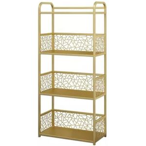 Boekenkast Boekenrek 4-laags Boekenplank, Metalen Boekenplanken, Opbergplanken, Metalen Opbergplank, Boekenrek Voor Slaapkamer, Woonkamer, Kantoor Boekenplank Boekenkasten ( Color : Gold , Size : 40*2