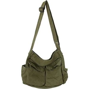 Canvas Messenger Bag voor heren, grote capaciteit, schoudertas, hobo crossbody bag met meerdere zakken, voor heren en dames, #01, 40CM*34CM*15CM