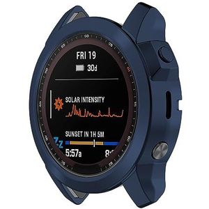 Watch Case BZN for Garmin Fenix ​​7X Pro Halve Pakket Gegalvaniseerde TPU Horloge Beschermhoes(Blauw)(Zilver)(Zwart) etc (Color : Blue)