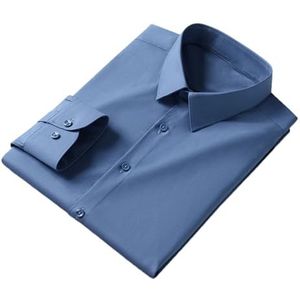 Pegsmio Shirts met lange mouwen voor mannen elastisch slim fit formeel overhemd zijde effen kleur kantoorshirt, P9571, L