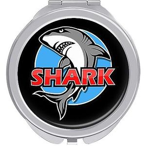 Cartoon Shark Compacte Spiegel Ronde Zak Make-up Spiegel Dubbelzijdige Vergroting Opvouwbare Draagbare Handspiegel