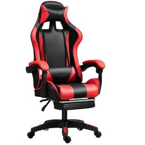 Gamingstoel, videogamestoelen met voetsteun, lendensteun, ergonomische computerracestoelen in hoogte verstelbaar met draaibare zitting en hoofdsteun for volwassenen tieners (Kleur : Red, Maat : 38x4