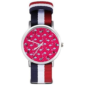 Blauw En Roze Flamingo Gestippelde Automatische Horloge Voor Mannen Vrouwen Mode Quartz Horloge Armband Polshorloge Voor Thuiskantoor
