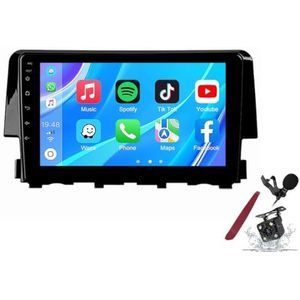 Android 14 Autoradio Sat Navi voor H-onda Civic (2015-2020) 9 Inch Touchscreen Multimedia Speler met Draadloze Carplay GPS Navigatie FM RDS Bluetooth 5G-WiFi SWC DSP,M100s