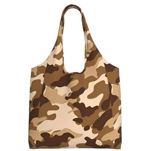 YIFEIWSHH Bruine Camouflage Extra Grote Capaciteit Schoudercanvas Tas voor het Winkelen Reis Dagelijks Gebruik, Zwart, Eén maat