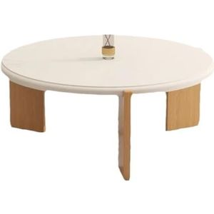 Moderne Woonkamertafel Home Crème Huis Rustige Stijl Klein Appartement Massief Hout Ronde Salontafel Woonkamer Minimalistische Hoektafel Koffietafel(L)