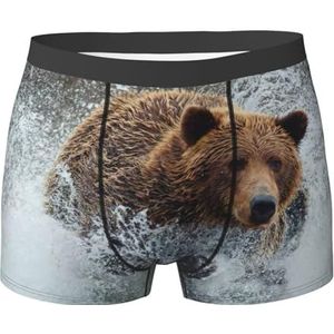 EdWal Bear Running Print Atletisch ondergoed voor heren, ondergoed voor heren, boxerslip, zacht ondergoed, Zwart, XXL