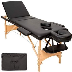 tectake® Draagbare massagetafel - 3 zones - Opvouwbaar therapiebed, massage, fysiotherapie - Verstelbare tafel - Tattootafel - Incl. draagtas - Zwart