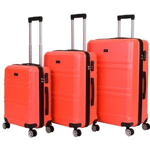 VERTICAL STUDIO Koffer reiskoffer 3-delige kofferset trolley meerdelig met cijfers kofferslot van kunststof (ABS) vier wielen, brug koraal, handbagage koffer