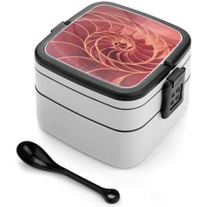Fibonacci Curve Golden Section Spiral Sea Shell Textuur Bento Lunchbox Dubbellaags All-in-One Stapelbare Lunch Container Inclusief Lepel met Handvat