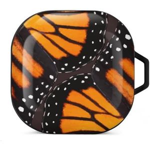 Oranje Monarch Butterfly Wings Oortelefoon Hoesje Compatibel met Galaxy Buds/Buds Pro Schokbestendig Hoofdtelefoon Case Cover Zwart-Stijl