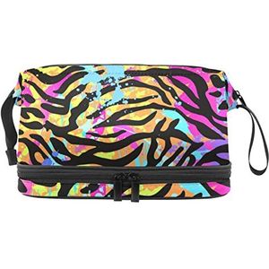 Grote capaciteit reizen cosmetische tas,Wild Sexy Leopard Print,Make-up tas,Waterdichte make-up tas Organizer, Meerkleurig, 27x15x14 cm/10.6x5.9x5.5 in