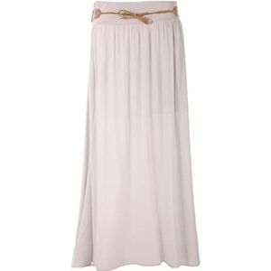 FASHION YOU WANT Zomerrok voor dames, maat 36/38 tot maat 48/50, lange maxi-rok, strandrok, UMG zomerrok, lang, Amber, boho, retro, maxi-rok, lichtgrijs, 48/50