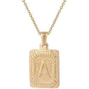 Dames eenvoudige 18K gouden vierkante merk heren roestvrijstalen letter hanger ketting sieraden(Style:G)