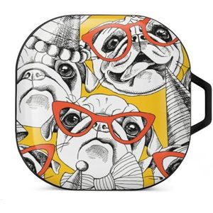 Pug Party oordopjes hoesje compatibel met Samsung hard shell beschermhoes zwart-stijl