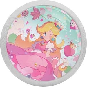 voor Princess Peach Glow-in-The-Dark fluorescerende ladetrekkers met schroeven, ronde 4-pack - kasttrekken, dressoirknoppen, kledingdeurtrekkers - meubeldecoratie voor kasten en meer