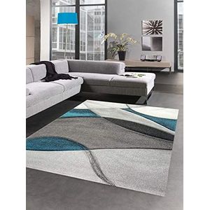 CARPETIA Tapijt modern tapijt woonkamer golven blauw turquoise grijs maat 120x170 cm