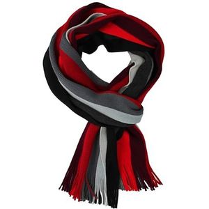 Herensjaal, wollen sjaal, gebreide sjaal, wintersjaal, warm en zacht, strepen, geruit, meerdere kleuren, rood en meerkleurig, 180 x 28 cm