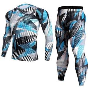 QBJSQYOT Thermische sets heren thermisch ondergoed set lange onderbroeken winter thermisch ondergoed basislaag mannen sport compressie sport sets voor winter ski sport, Hemelsblauw, 3XL
