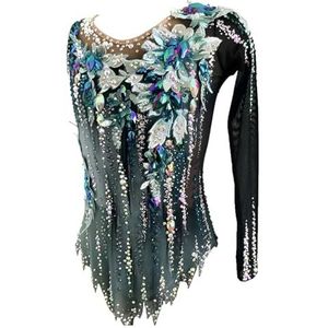 Ritmische Gymnastiek Leotard for Vrouwen, Meisjes Glanzende Diamant Gymnastiek Tumbling Outfits for Wedstrijden(4XL)