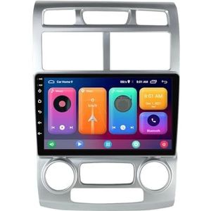 Dubbele DIN Android 14 autoradio voor Kia Sportage 2 2004-2007 9 Duim QLED Touch screen-met Draadloze Carplay Android Auto GPS navigatie 4G WiFi Stuurwielbediening achteruitrijcamera(P2 WIFI 4-Core 1G