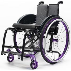 CFMAIF Opvouwbare rolstoel, licht, aluminium, handmatige rem, afneembare voetsteun, handremmen, voor buiten (paars, 42 cm/16,5 inch zit)