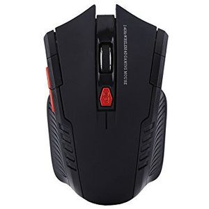 Draadloze optische gamingmuis voor pc - 800 dpi / 1200 dpi instelbaar, draadloze gamemuis 2,4 GHz gamemuis met 6 toetsen, geen code nodig, plug-and-play(zwart)