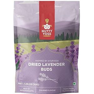 Nutty Yogi Lavender Buds Dried, 30G Organic Lavender Flowers Buds Dried Perfect for Tea, Baking, Lemonade, DIY Beauty, Soap Making & Fresh Fragrance
