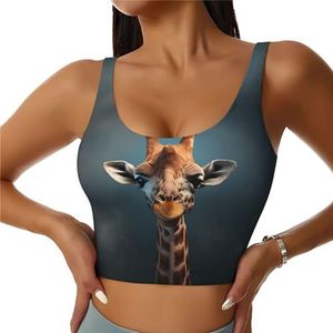 Slimme Giraffe Print Casual Wear Vrouwen Sport Vest Yoga Vest Workout Vest Voor Vrouwen Lichtgewicht Trendy, Zwart, S