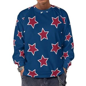 American Flag Stars-01 Sweatshirt met ronde hals voor heren, lange mouwen, lichtgewicht, casual pullover tops