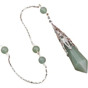Vintage Natural Gemstones Bronze Pendulum Chains Pendant Necklace Healing Dangle Pendulum Jewelry Reiki Pendulum Decor (Color : Adventurine Silver)