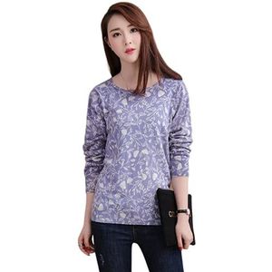 Dierouya Casual blouse met bloemenprint, lange mouwen, dames M, groen, Blauw, S-XXL