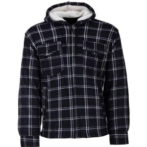 Henry Terre Heren thermohemd capuchon werkjas thermojas hoodie geruit maat M-3XL, Donkerblauw, XL