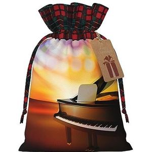 Muzikale Theater Kerst Gift Zakken Trekkoord Kerst Zakken Met Gift Tag Kerst Wrapping Zakken Herbruikbare Xmas Goodie Zakken Xmas Present Opbergtas Party Favor Tassen