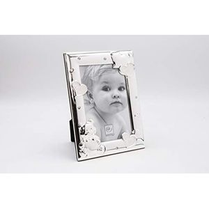 Mascagni 2GA M867 fotolijst voor baby's, met email en kristallen, metaal, zilverkleurig, 10 x 15 cm