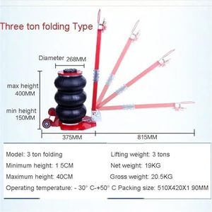 3 Tons Pneumatische Autokrik Drievoudige Zak Luchtkrik Hand-end Type Auto Hefapparatuur Garage Reparatie Winkel Autokrik(ME18F)