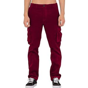 ARtray Heren Effen kleur Corduroy Rechte Broek Stretch Werkbroek Heren Mannen Cargo Broek met Multi Pocket Casual Losse Overalls Broek Mannen Vier Seizoen Warme Broek Camping Wandelen, Rood, XL