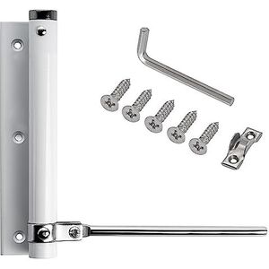 Stahlia Automatische deursluiter, wit (1 stuk), deurdemper, 75 kg sluitkracht, kamerdeur, huisdeur, tuinpoort, scharnier, stangdeursluiter, wit