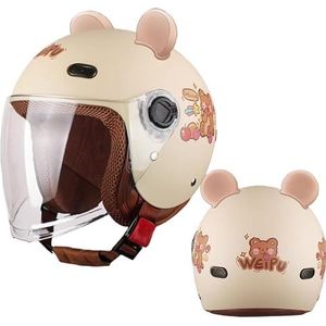 Motorfiets kinder 3/4 retro helmen, vintage open helm for 2-14 jaar for elektrische scooter, go-kart, crossmotor, kinderen(A05)