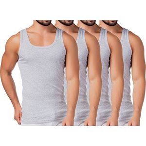 BestSale247 Set van 2 of 4 klassieke onderhemden, okselhemden, tanktop, in wit, zwart of grijs gemêleerd, fijne rib (glad), 100% katoen, grijs-melange, XL