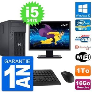 Dell PC Tower T1650 Display, 22 inch, Intel i5-3470 RAM, 16 GB, harde schijf 1 TB, Windows 10, WiFi (gereviseerd)