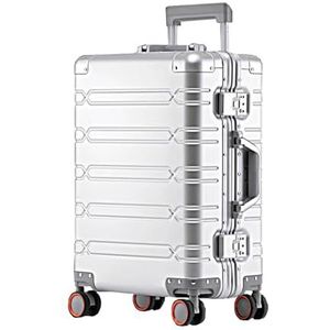 Koffer Aluminium-magnesium reistas Zakelijk Rollen op wielen Trolleybagage Handbagage Cabinekoffer (Color : Silvery, Size : 24inch)