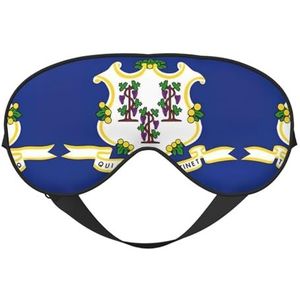 Connecticut State Flag Printing Soft Eye Masker, Dubbelzijdige Zachte Oogdekking voor Slaap, Reizen, Yoga, Verstelbare Riem, Blokkeert Licht