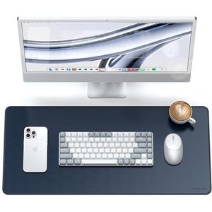 SATECHI Bureaumat, Grote Muismat, Kras- en Waterbestendig, Gemakkelijk Schoon te Maken, Bureau Mat voor Kantoor en Thuis, 68 cm x 31,5 cm x 0,3 cm - Synthetisch Materiaal (PU), Blauw