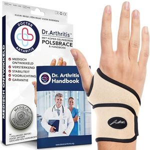 Dr. Arthritis Door artsen ontwikkeld, comfortabel, lichtgewicht, Pols & handsteun/band/brace, voor rechts en links, uniseks (Beige, Enkel)
